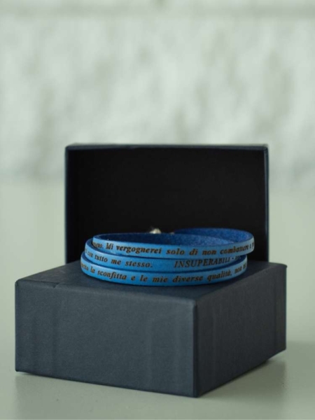 BRACCIALETTI ALL SEASONS - PELLE MOTTO - BLU ELETTRICO UNISEX